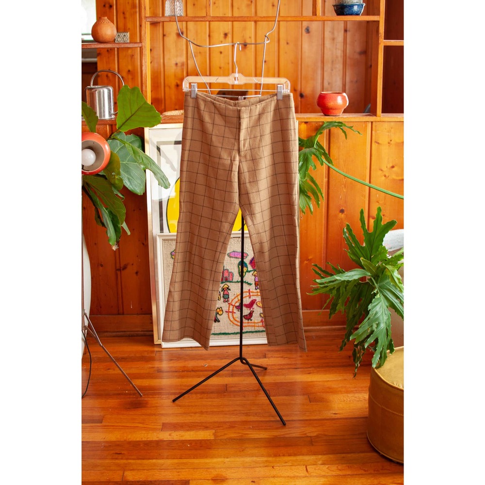 vintage 1970s plaid wool bells pants